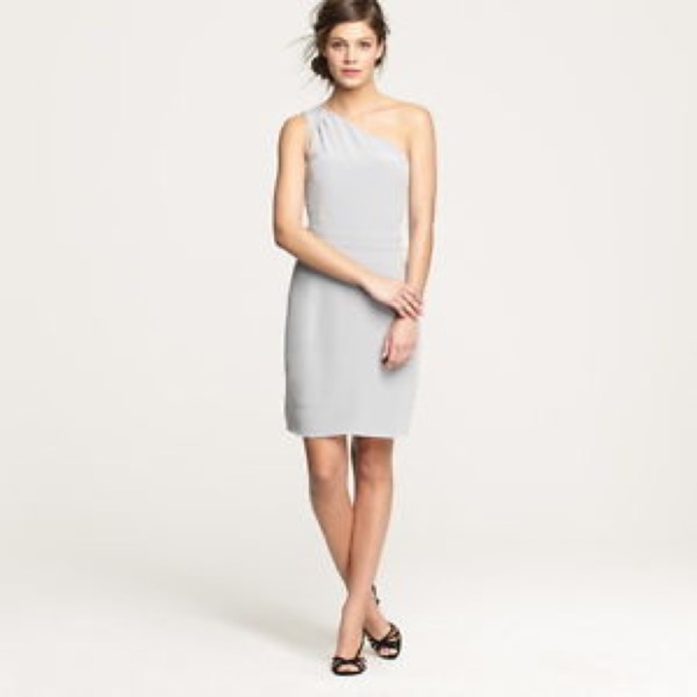 JCrew blue silk Nanine one shoulder dress - Picture 3 of 8